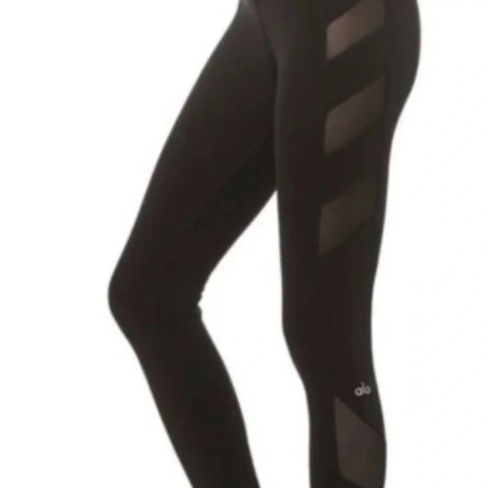 Alo Yoga Airlift High Waist Black Leggings with Mesh Side Panels - Small, 26”